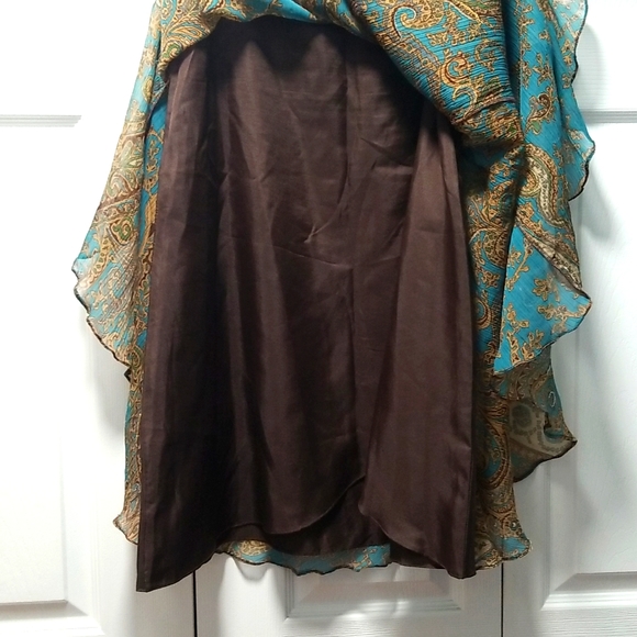 Anage Too Women's Teal Paisley Print  Ruffles Skirt Size 6 - Picture 6 of 8
